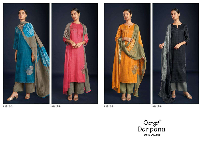 Ganga Darpana 1912 Fancy Cotton Silk Dress Materia With Chiffon Printed Dupatta