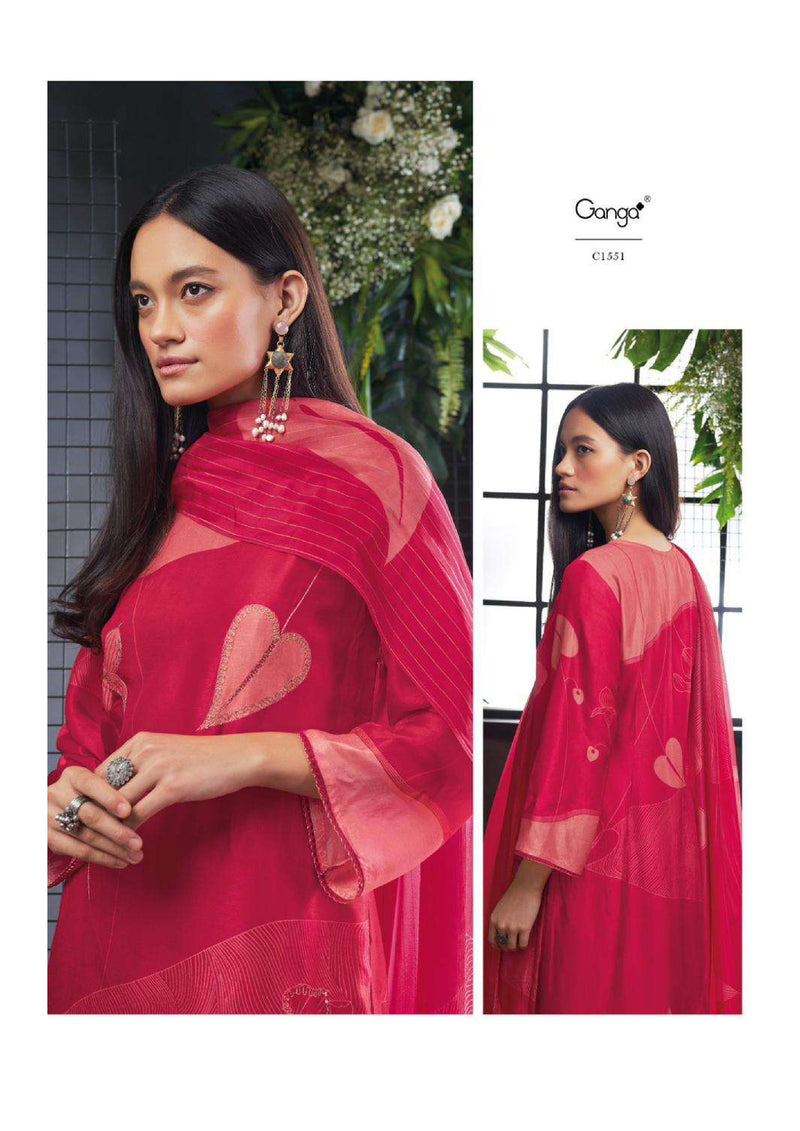 Ganga Fashion Eden Bemberg Russian Silk Printed Embroidery Designer Salwar Kameez