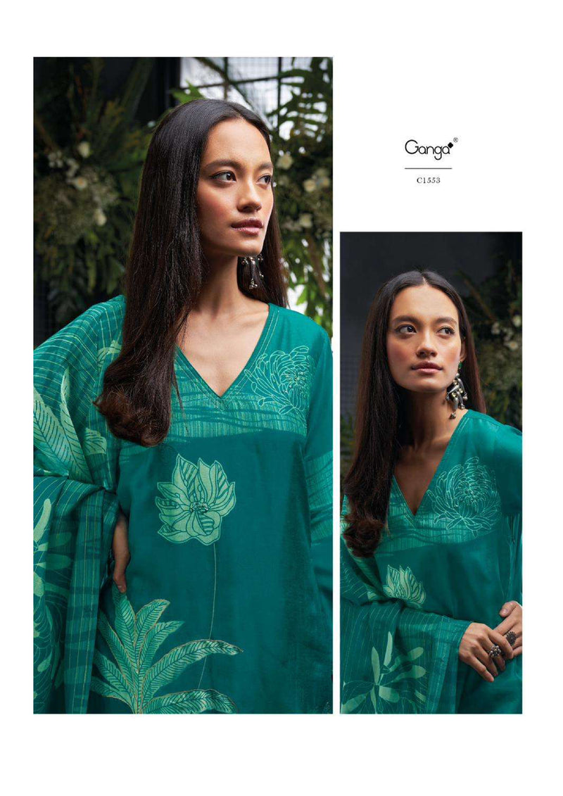 Ganga Fashion Eden Bemberg Russian Silk Printed Embroidery Designer Salwar Kameez