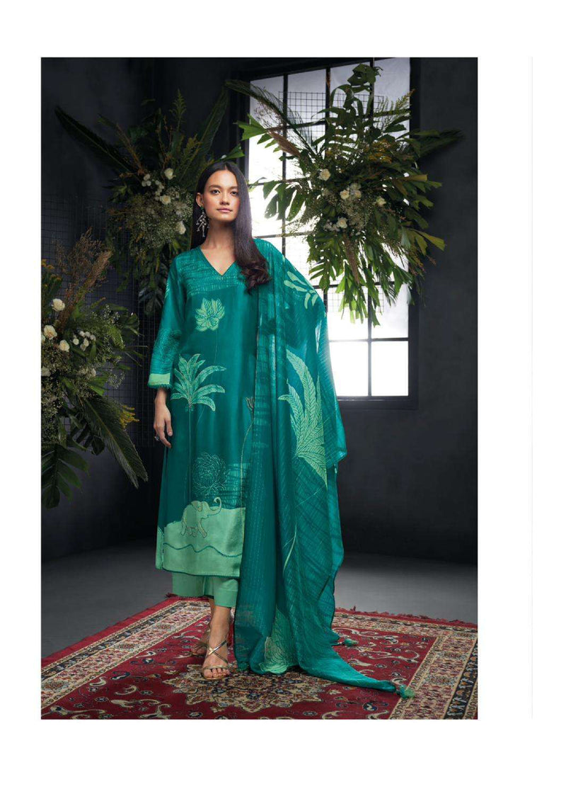 Ganga Fashion Eden Bemberg Russian Silk Printed Embroidery Designer Salwar Kameez