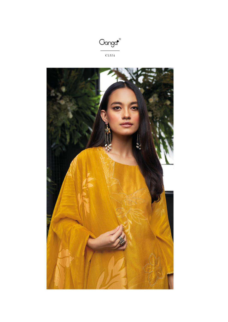 Ganga Fashion Eden Bemberg Russian Silk Printed Embroidery Designer Salwar Kameez