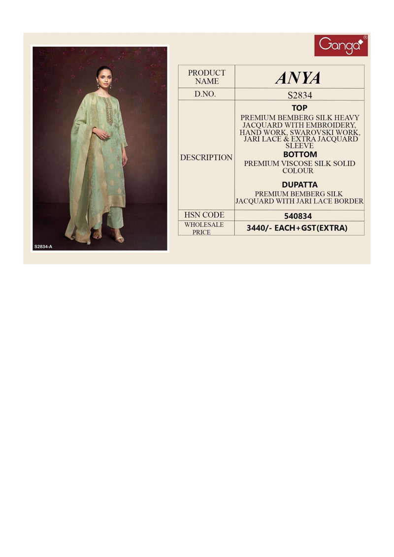Ganga Fashion Anya 2834 Bemberg Silk Designer Party Wear Salwar Suit