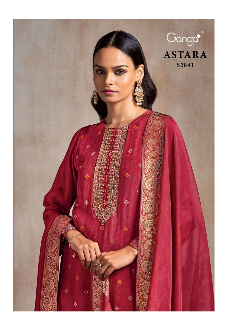 Ganga Fashion Astara 2841 Chinon Embroidery Handwork Festival Wear Salwar Suit