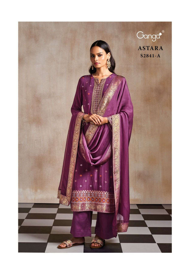 Ganga Fashion Astara 2841 Chinon Embroidery Handwork Festival Wear Salwar Suit