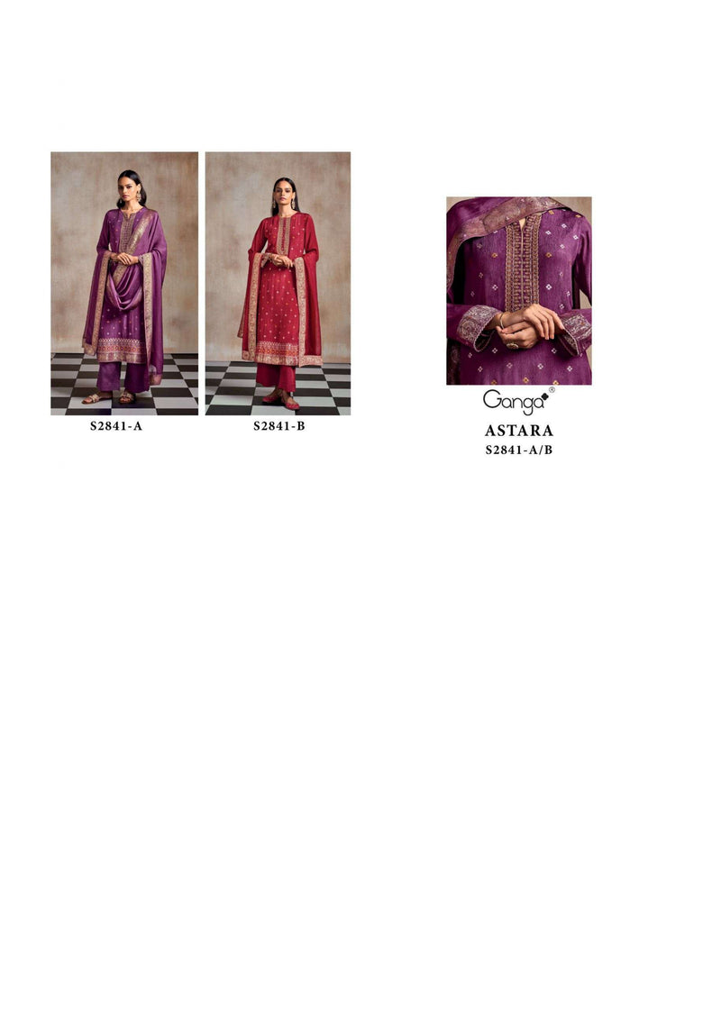 Ganga Fashion Astara 2841 Chinon Embroidery Handwork Festival Wear Salwar Suit