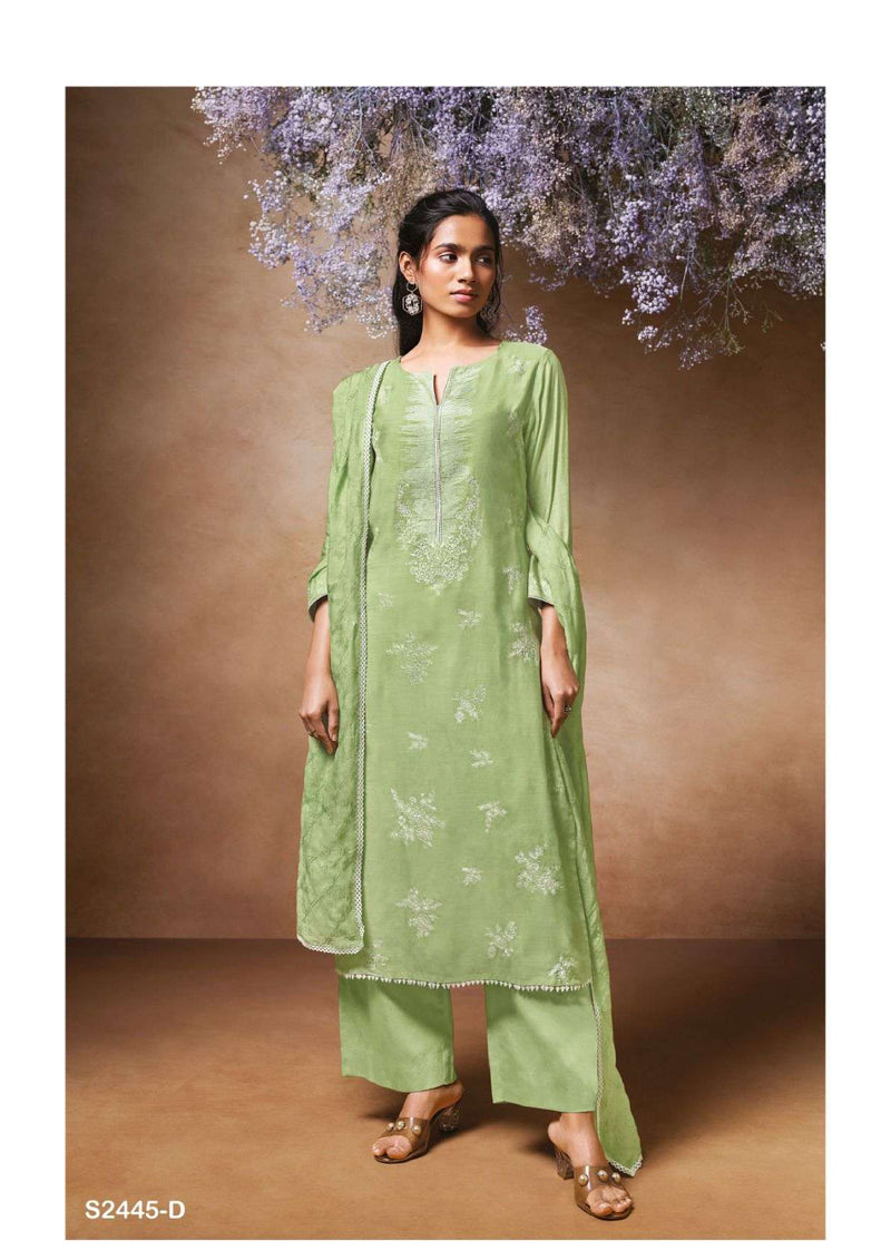Ganga Fashion Brook 2445 Bemberg Silk Embroidery Handwork Designer Salwar Suit