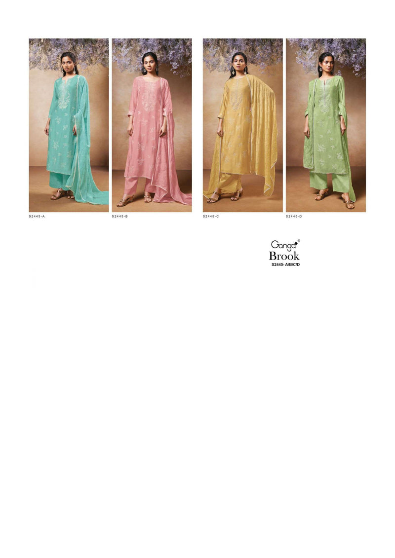 Ganga Fashion Brook 2445 Bemberg Silk Embroidery Handwork Designer Salwar Suit