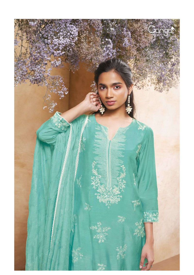Ganga Fashion Brook 2445 Bemberg Silk Embroidery Handwork Designer Salwar Suit