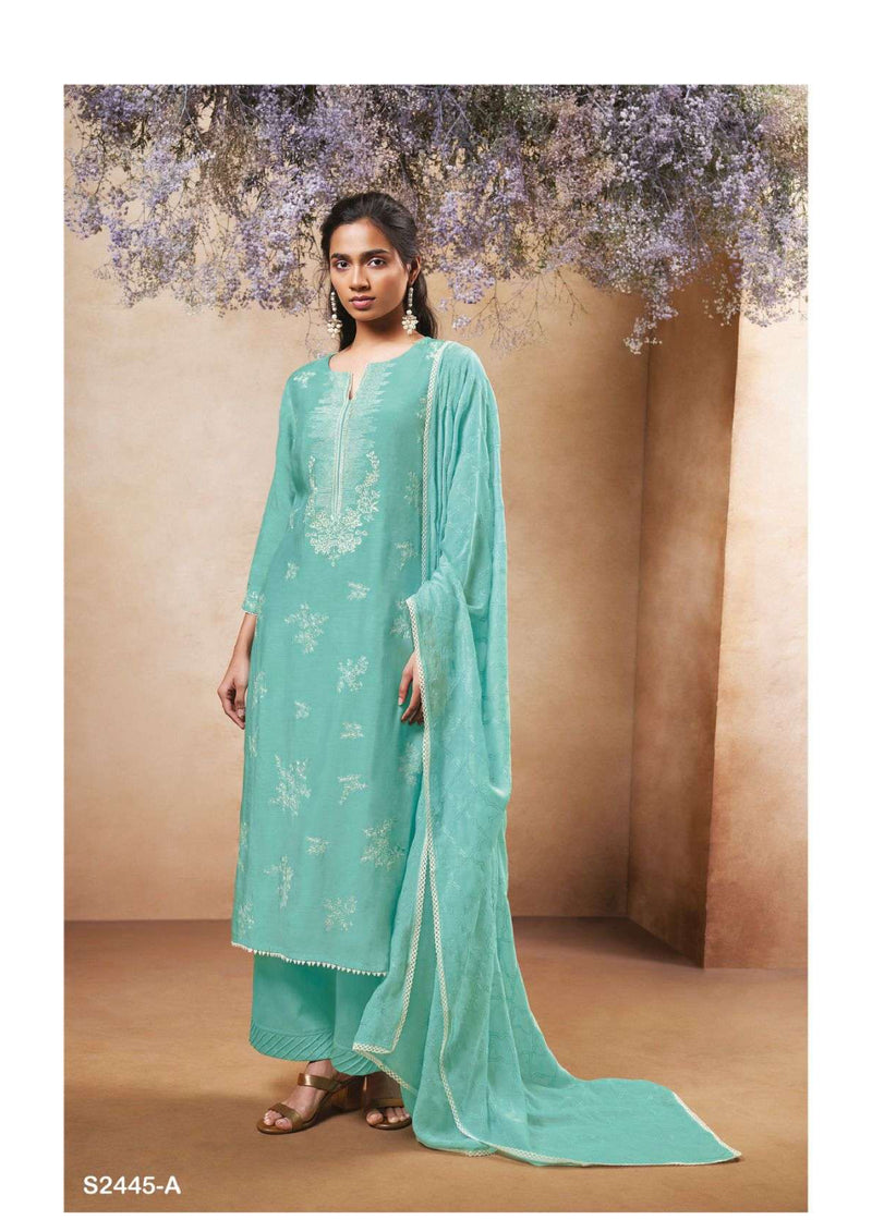 Ganga Fashion Brook 2445 Bemberg Silk Embroidery Handwork Designer Salwar Suit