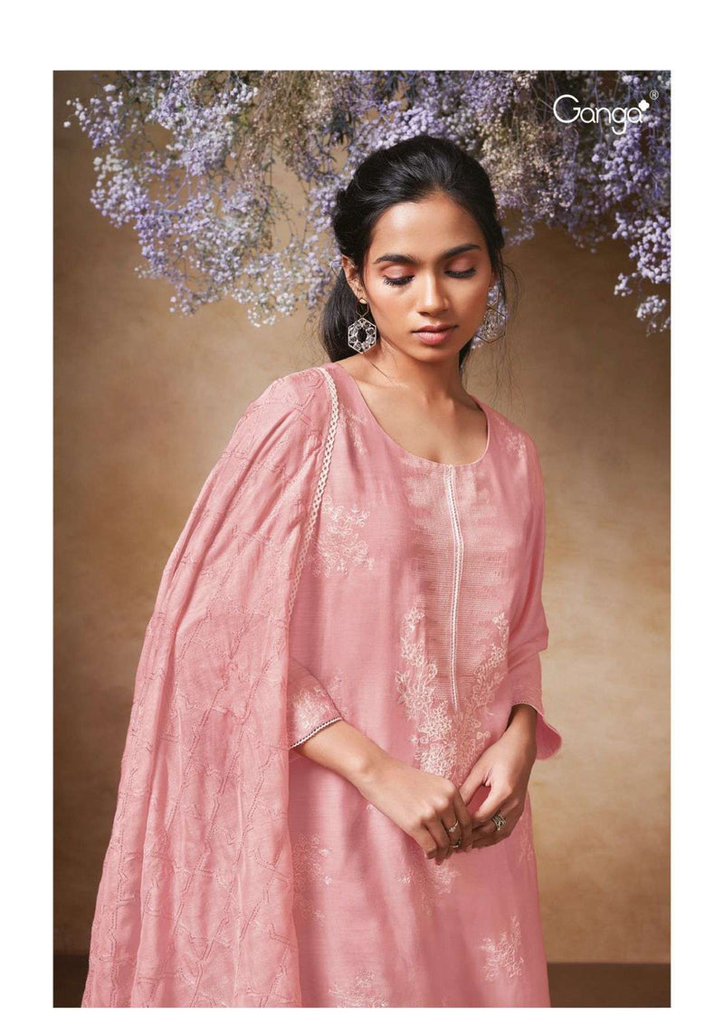 Ganga Fashion Brook 2445 Bemberg Silk Embroidery Handwork Designer Salwar Suit