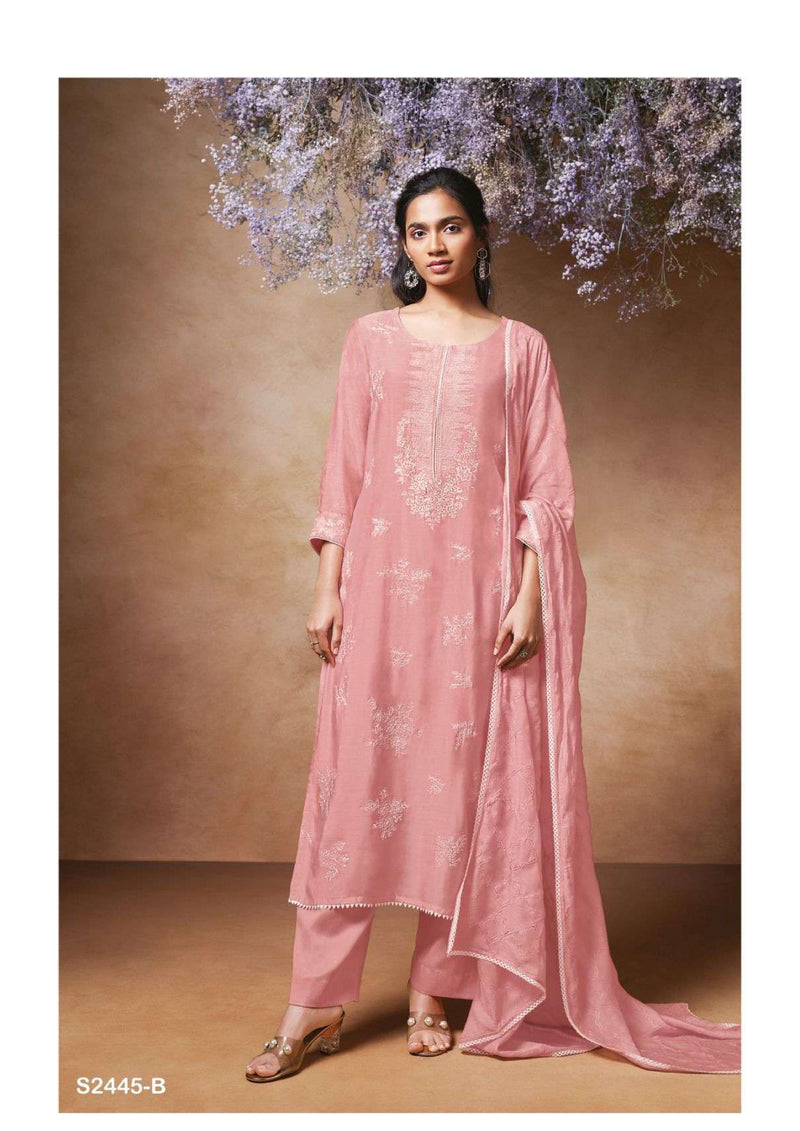 Ganga Fashion Brook 2445 Bemberg Silk Embroidery Handwork Designer Salwar Suit