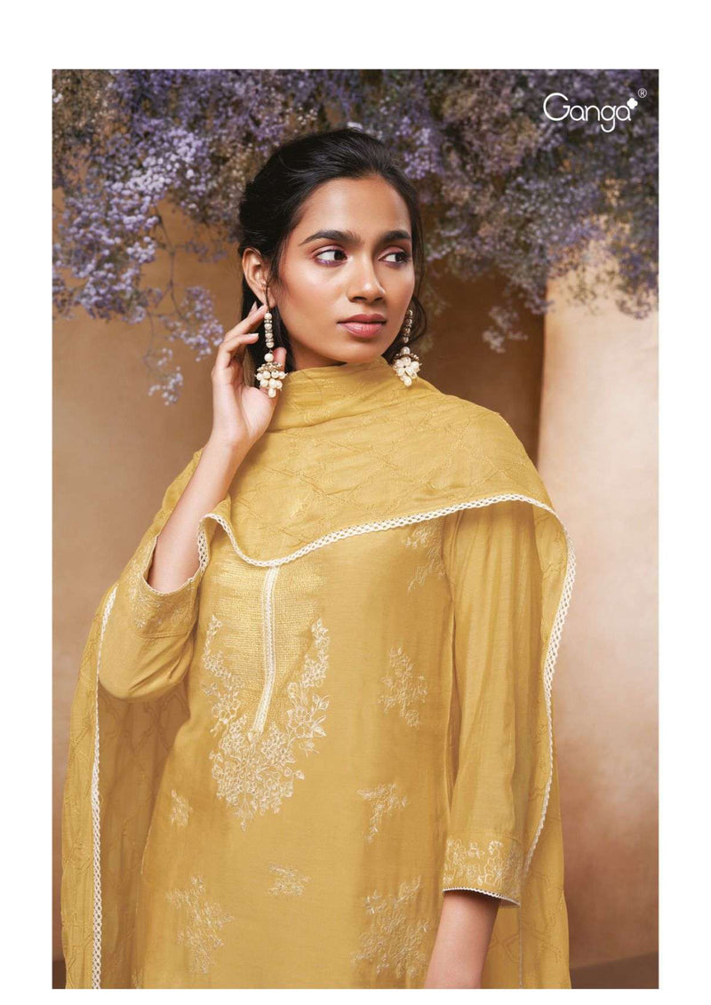 Ganga Fashion Brook 2445 Bemberg Silk Embroidery Handwork Designer Salwar Suit
