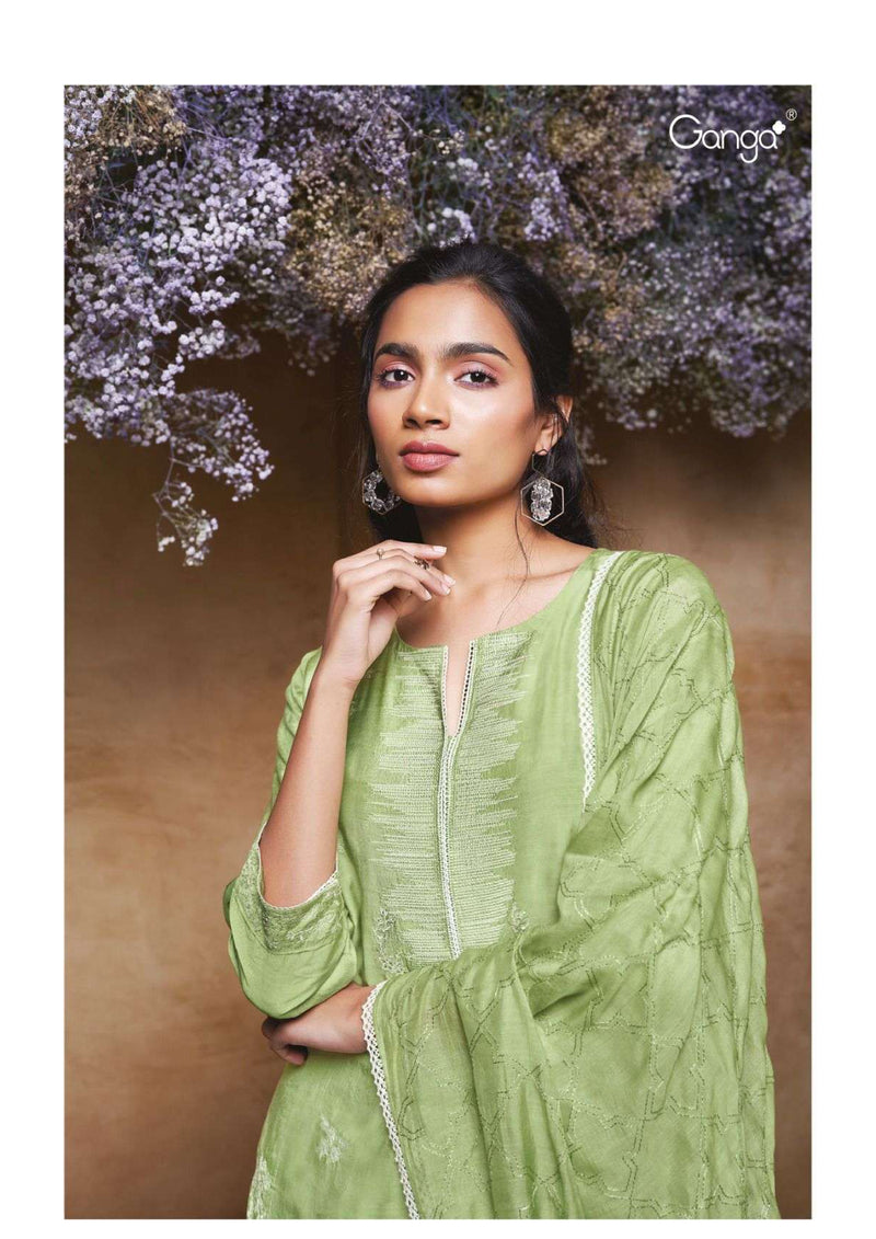 Ganga Fashion Brook 2445 Bemberg Silk Embroidery Handwork Designer Salwar Suit