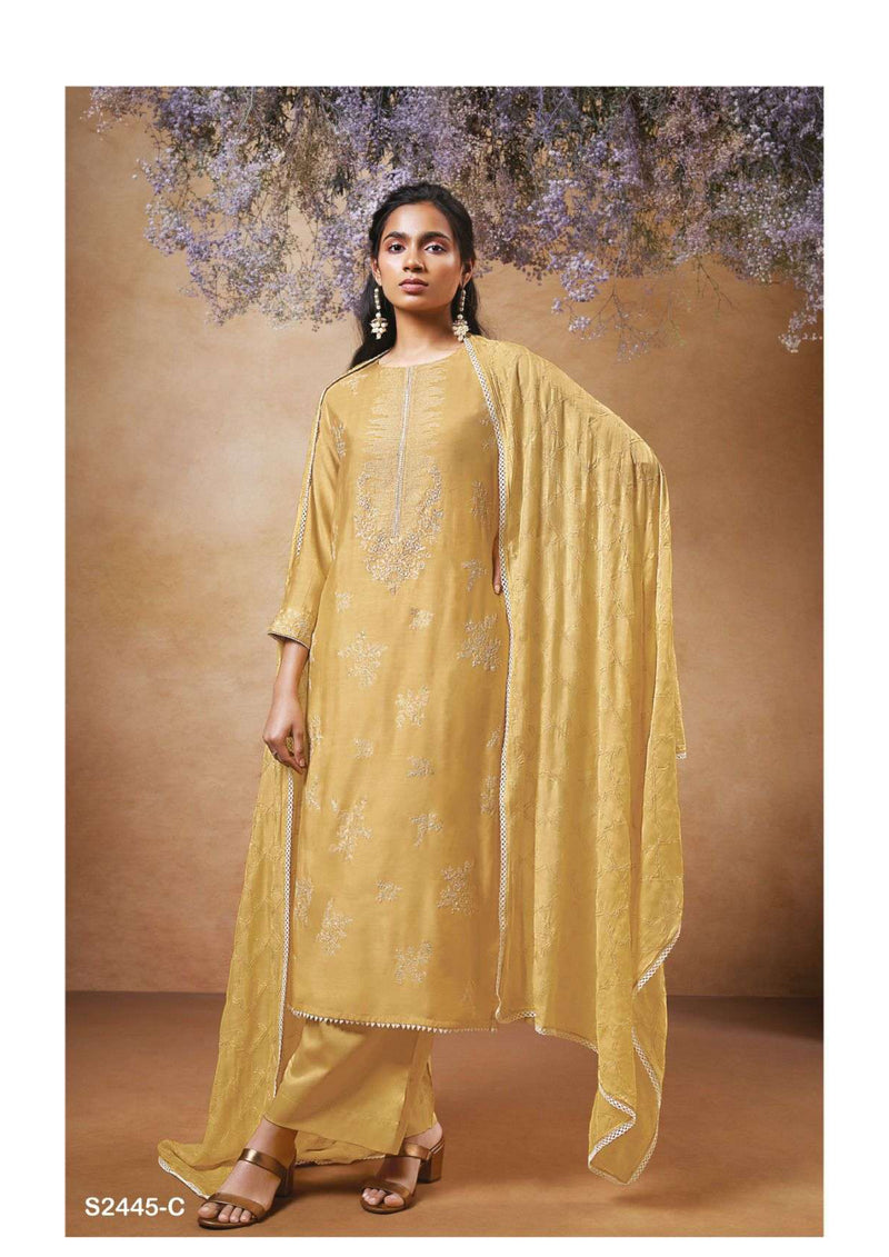 Ganga Fashion Brook 2445 Bemberg Silk Embroidery Handwork Designer Salwar Suit
