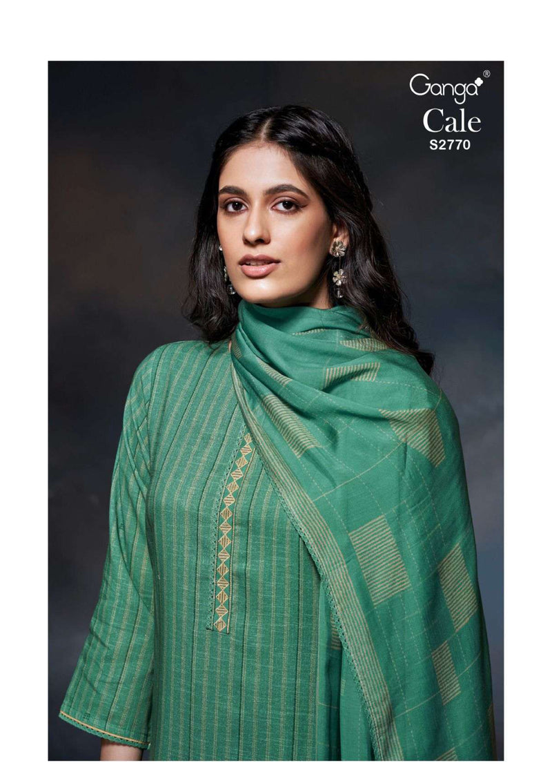 Ganga Fashion Cale 2770 Cotton Linen Printed Embroidery Festival Wear Salwar Suit