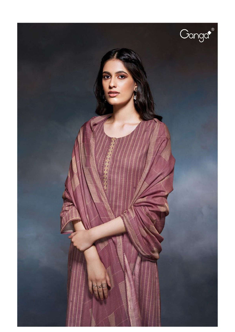 Ganga Fashion Cale 2770 Cotton Linen Printed Embroidery Festival Wear Salwar Suit