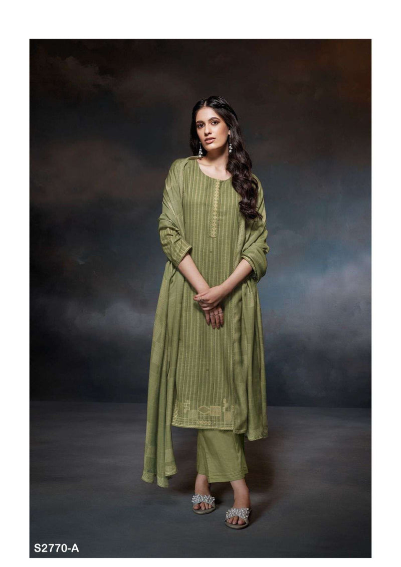 Ganga Fashion Cale 2770 Cotton Linen Printed Embroidery Festival Wear Salwar Suit
