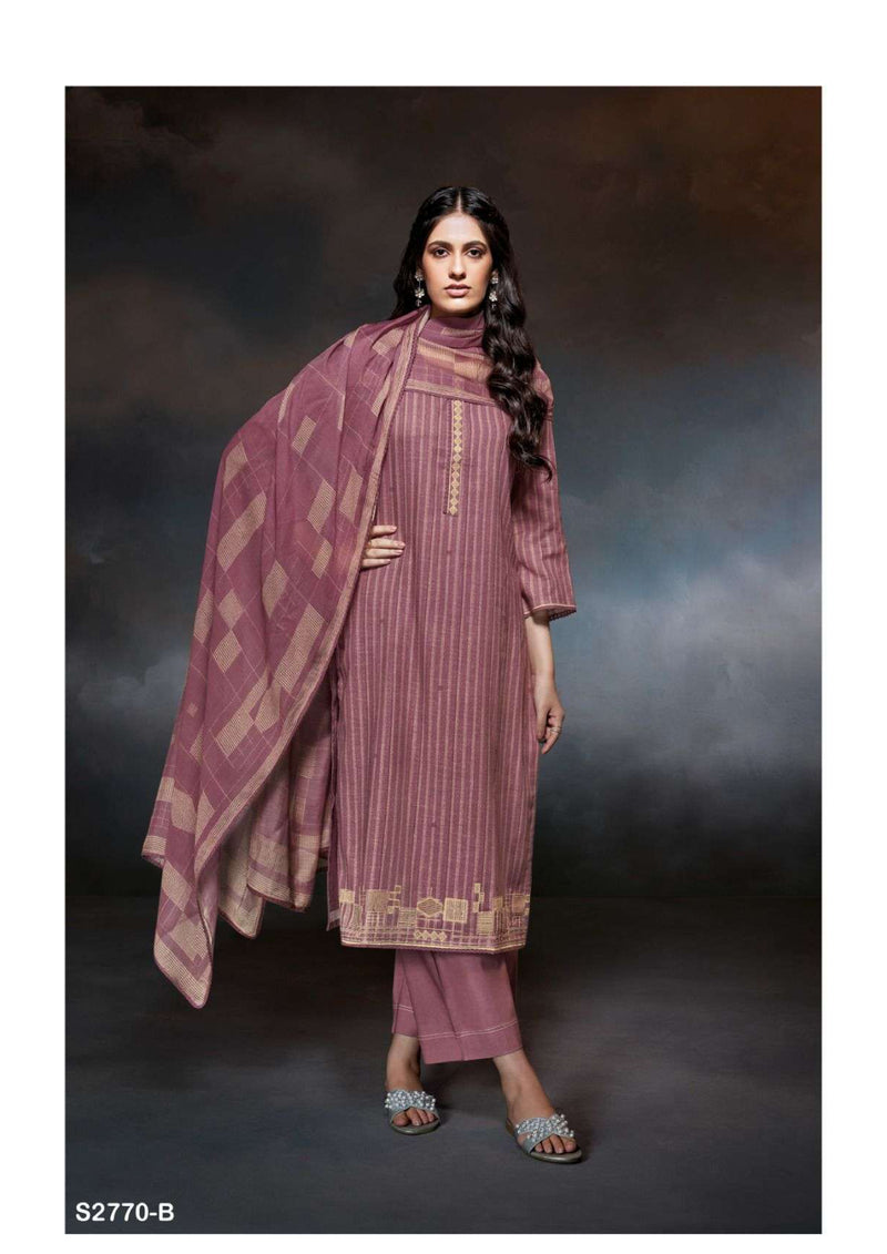 Ganga Fashion Cale 2770 Cotton Linen Printed Embroidery Festival Wear Salwar Suit