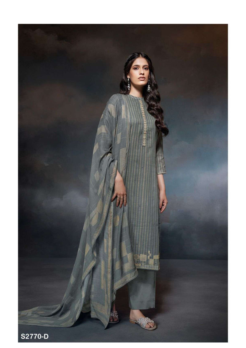 Ganga Fashion Cale 2770 Cotton Linen Printed Embroidery Festival Wear Salwar Suit