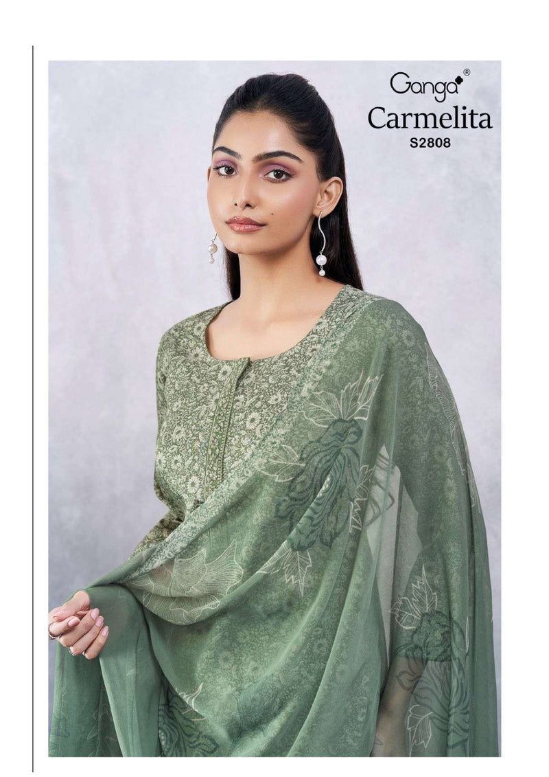 Ganga Fashion Carmelita 2808 Cotton Silk Satin Fancy Designer Salwar Kameez