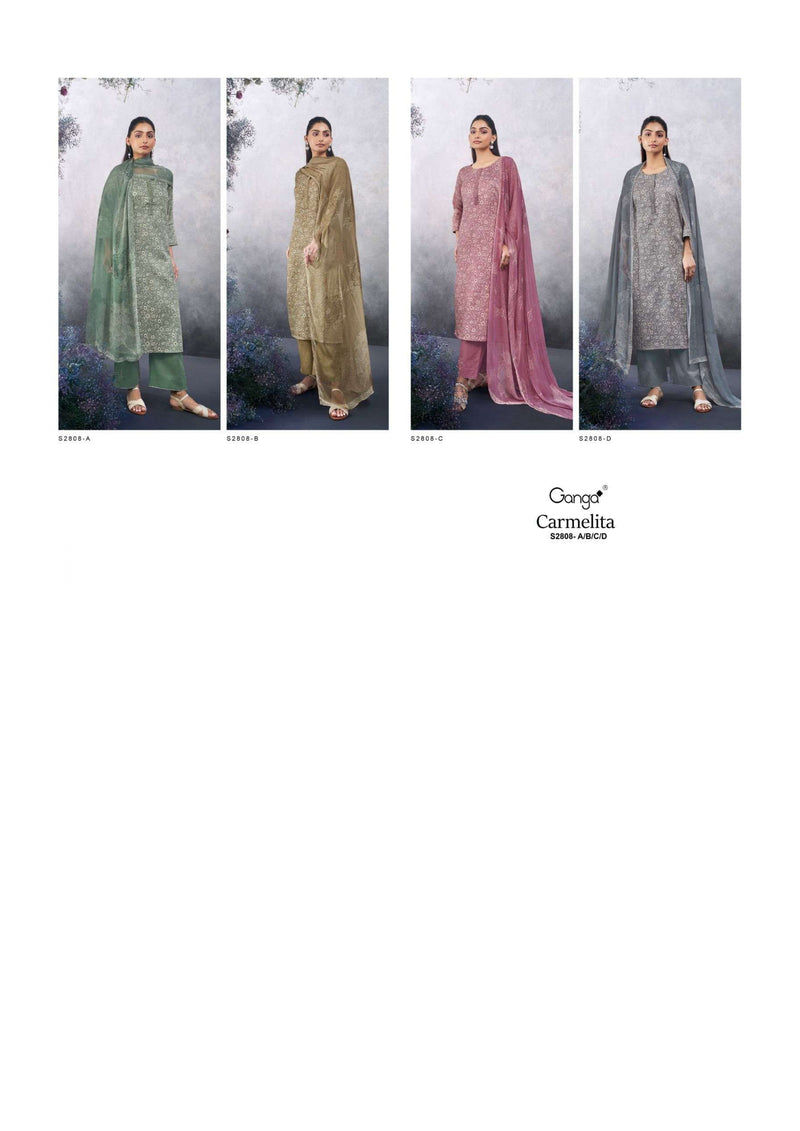 Ganga Fashion Carmelita 2808 Cotton Silk Satin Fancy Designer Salwar Kameez
