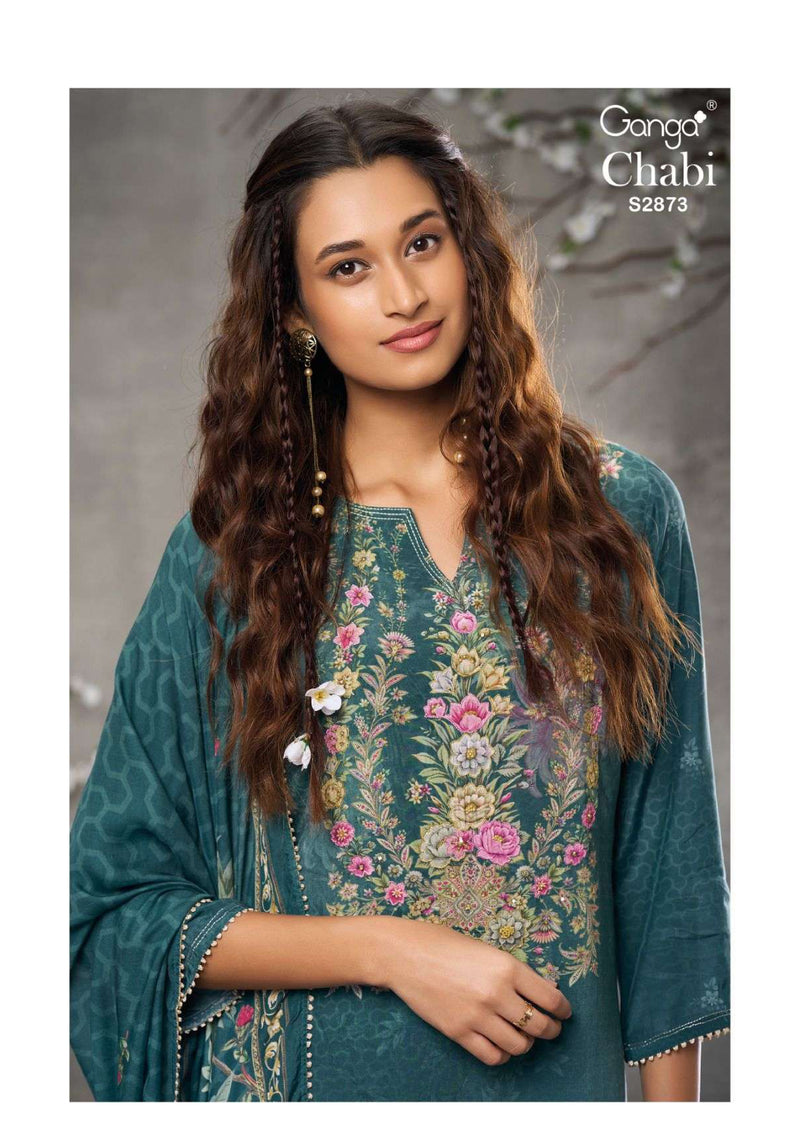 Ganga Fashion Chabi 2873 Viscose Muslin Printed Party Wear Salwar Suit