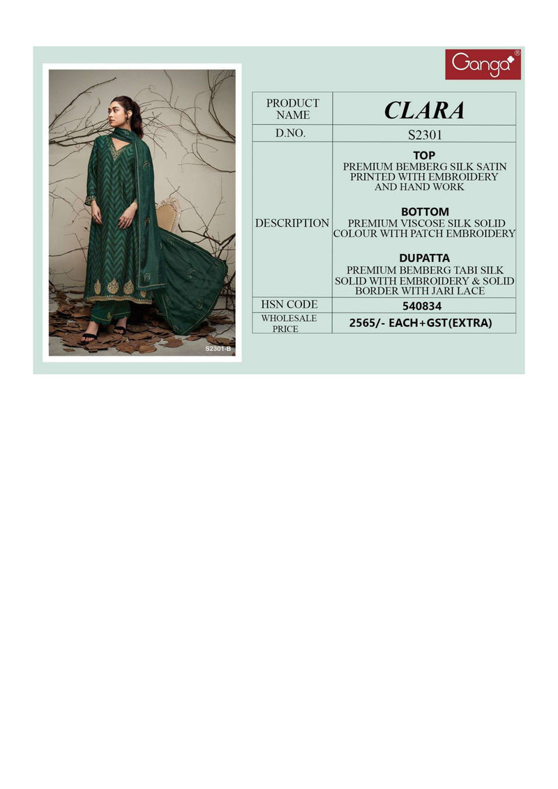 Ganga Fashion Clara 2301 Bemberg Silk Designer Party Wear Salwar Suit