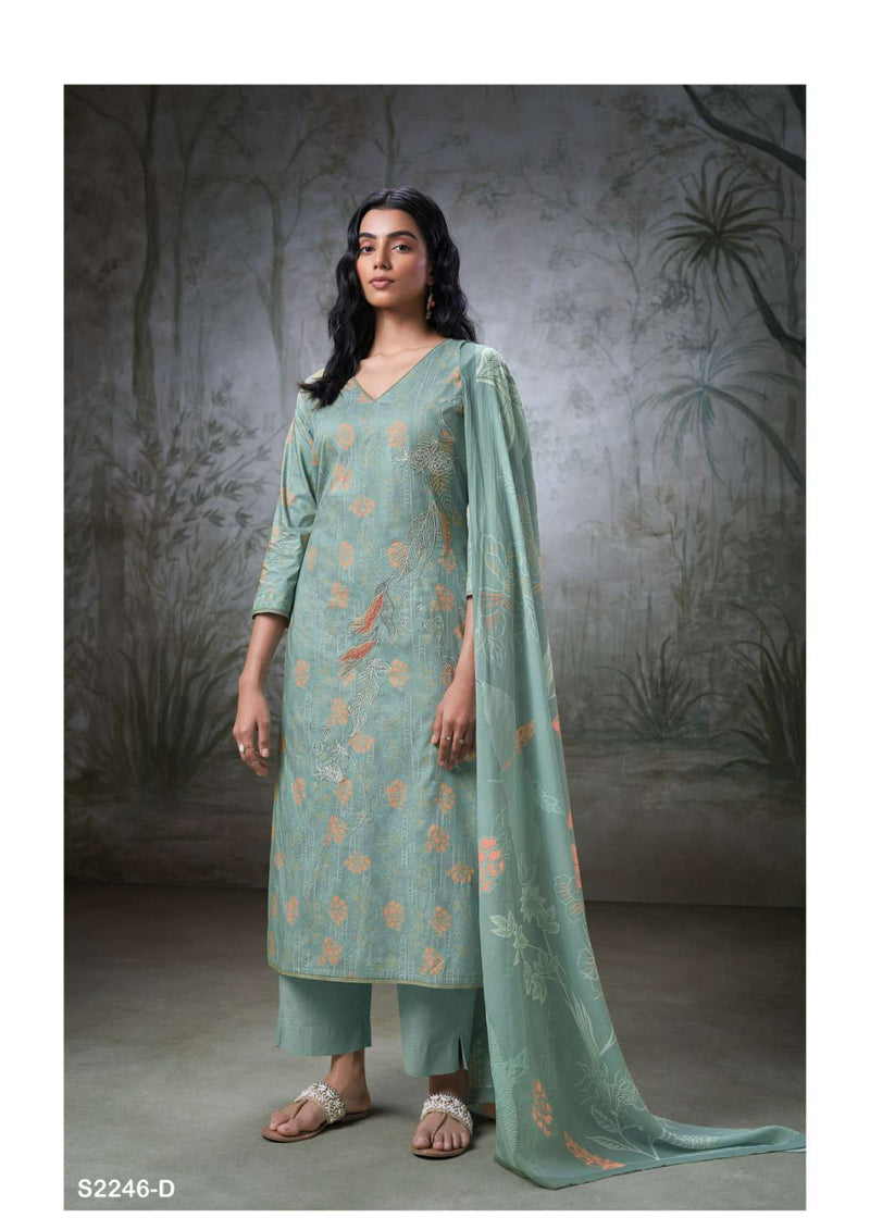Ganga Fashion Cove 2246 Cotton Printed Embroidery Handwork Fancy Salwar Suit