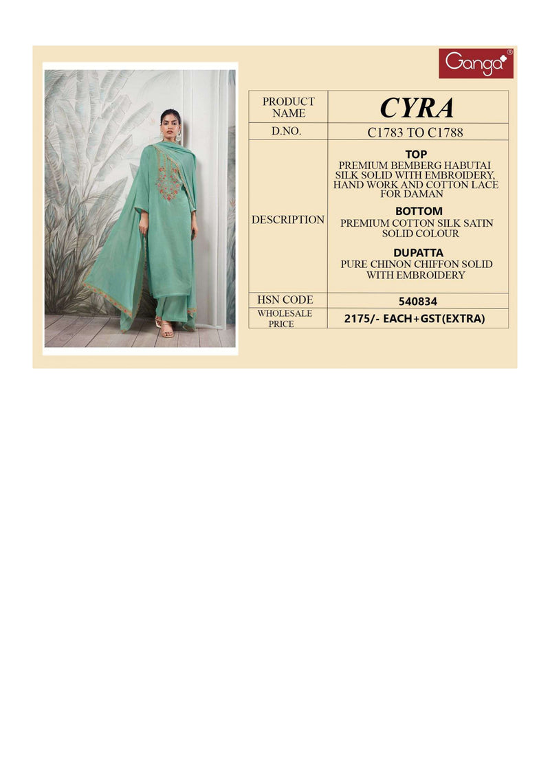 Ganga Fashion Cyra Bemberg Habutai Silk Embroidery Salwar Suit