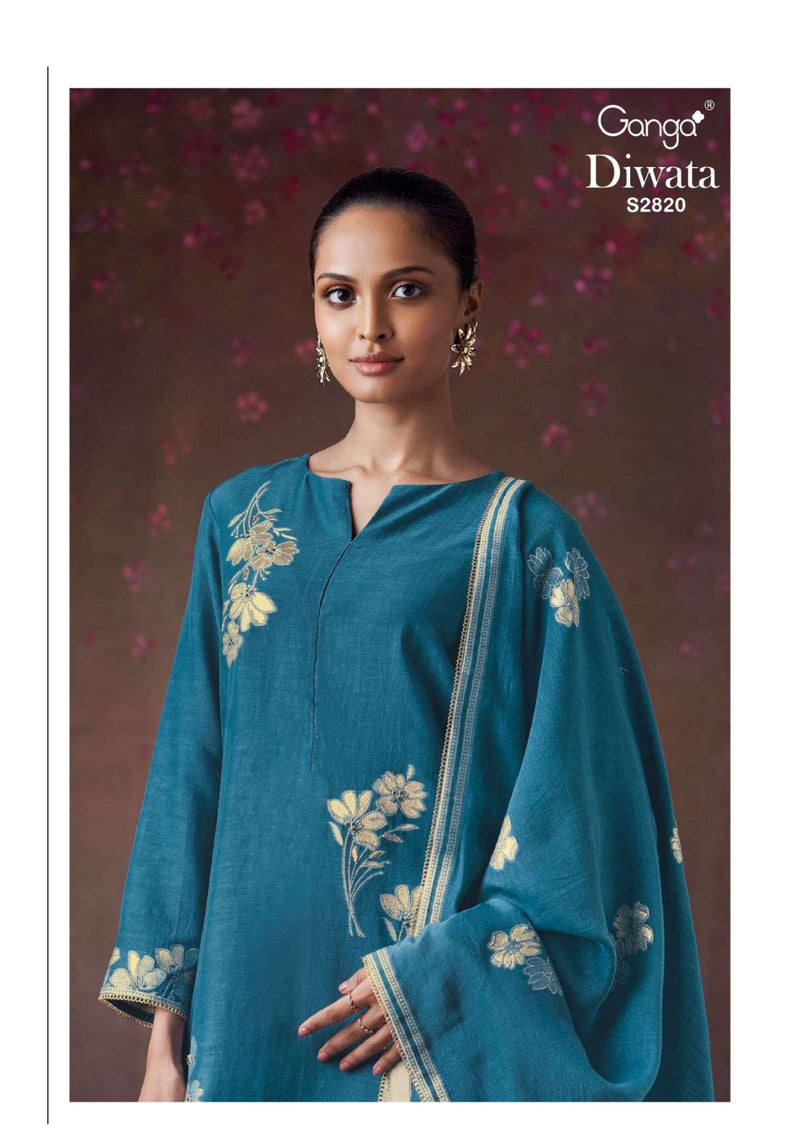 Ganga Fashion Diwata 2820 Viscose Silk Handwork Festival Wear Salwar Kameez