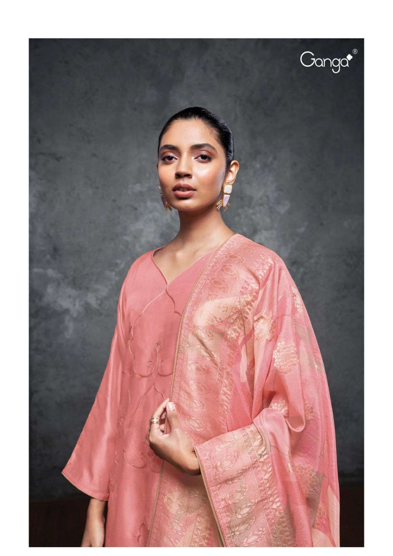 Ganga Fashion Elmyra 2423 Bemberg Russian Silk Embroidery Designer Salwar Suit