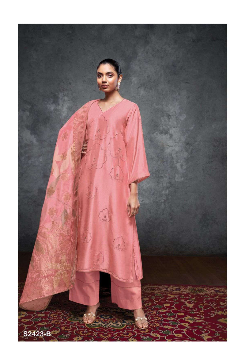 Ganga Fashion Elmyra 2423 Bemberg Russian Silk Embroidery Designer Salwar Suit