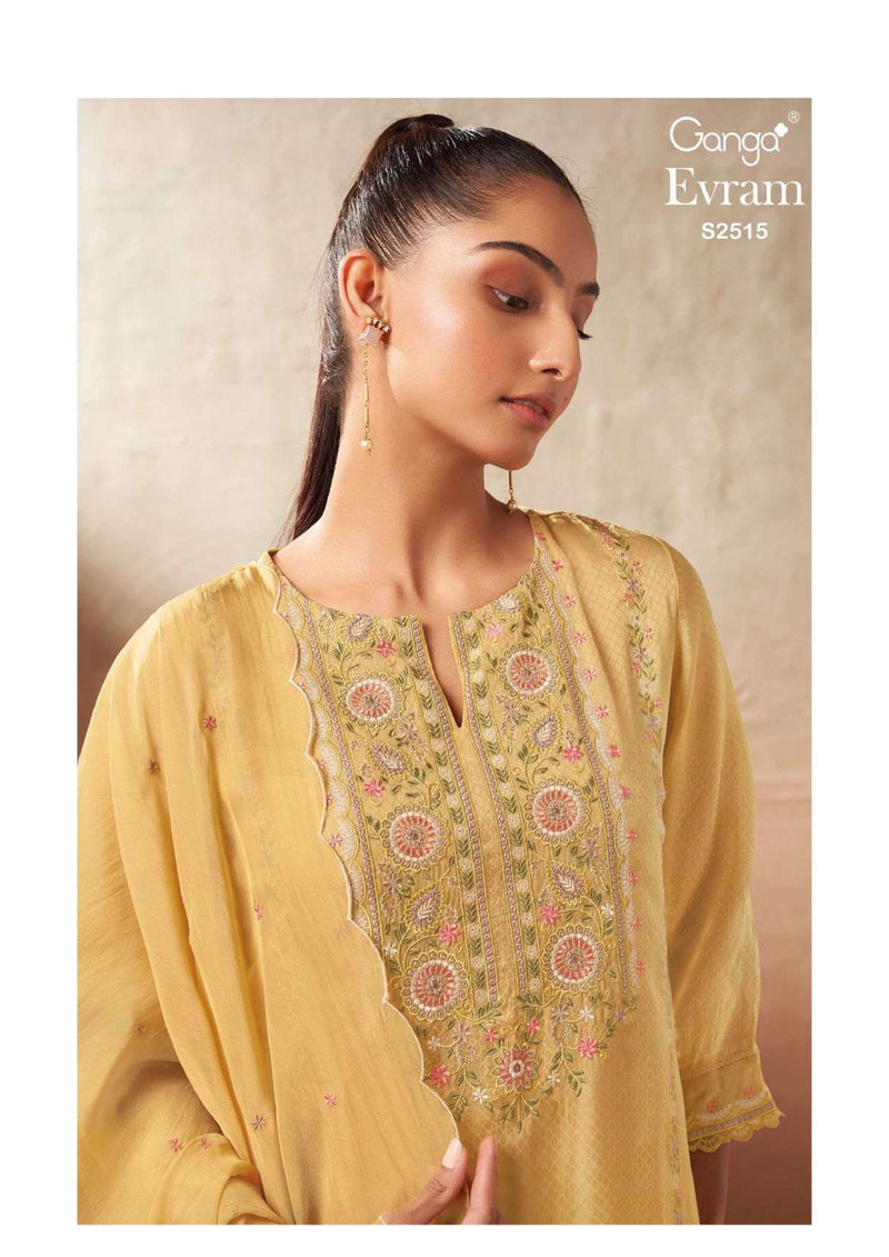 Ganga Fashion Evram 2515 Silk Jacquard Embroidery Party Wear Salwar Suit