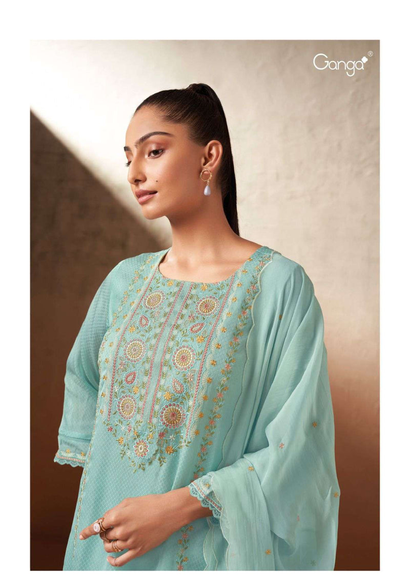 Ganga Fashion Evram 2515 Silk Jacquard Embroidery Party Wear Salwar Suit