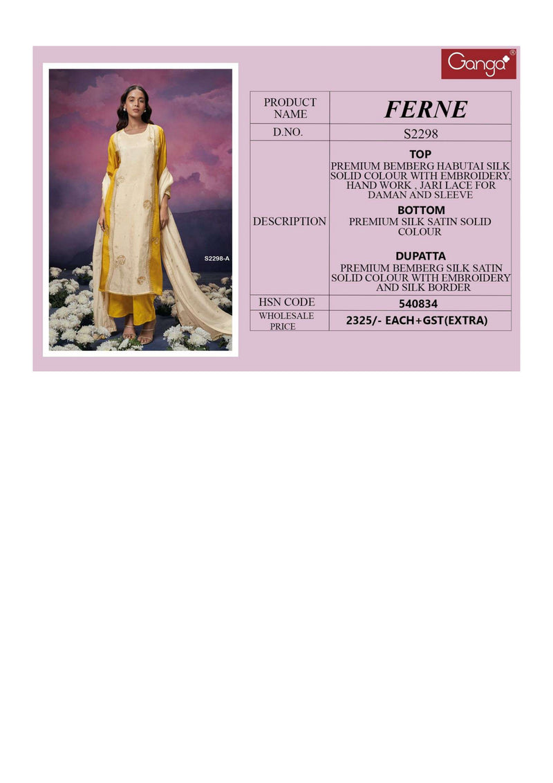 Ganga Fashion Ferne 2298 Bemberg Habotai Silk Designer Salwar Kameez