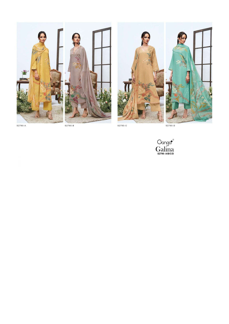 Ganga Fashion Galina 2790 Cotton Silk Satin Printed Hand Work Salwar Suit
