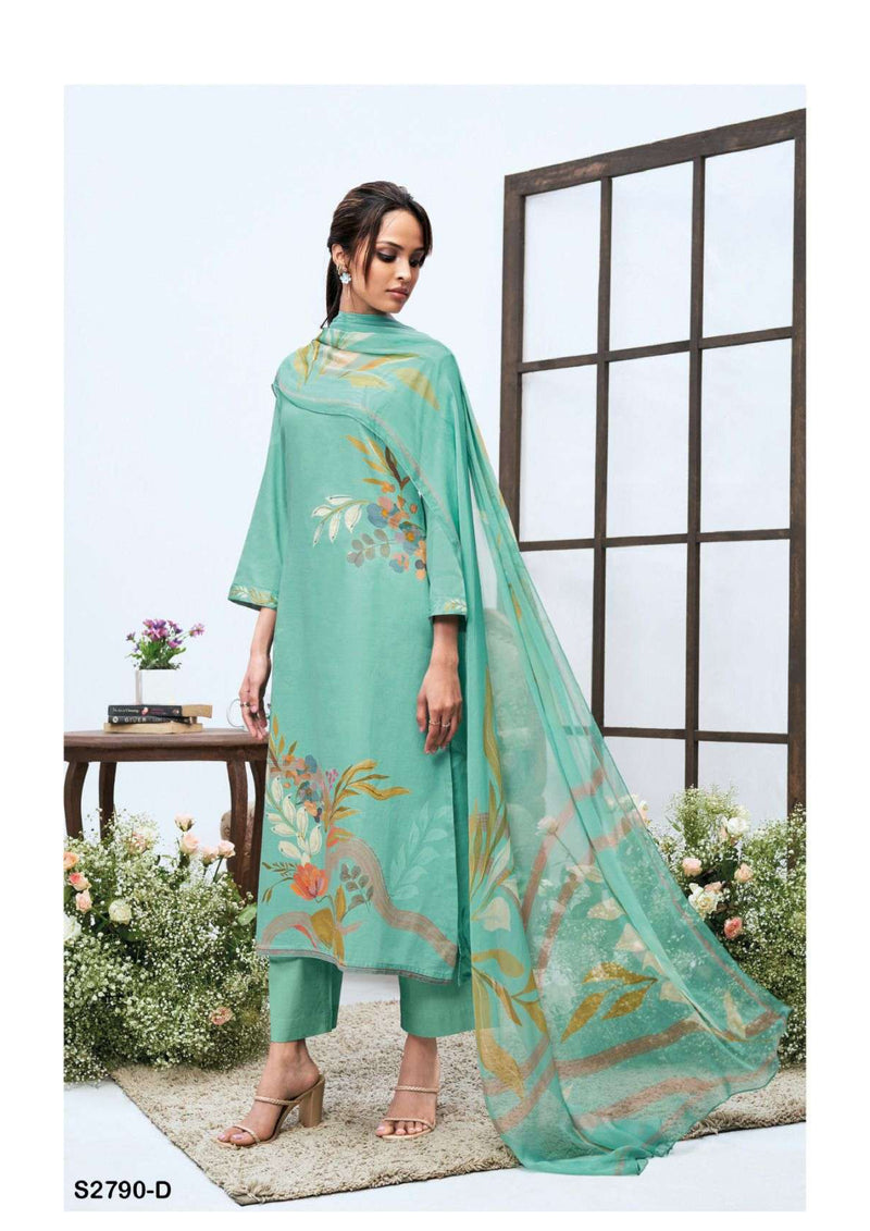 Ganga Fashion Galina 2790 Cotton Silk Satin Printed Hand Work Salwar Suit