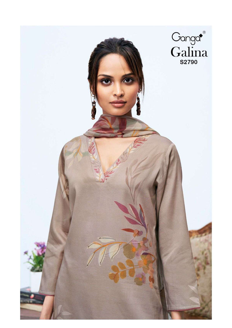 Ganga Fashion Galina 2790 Cotton Silk Satin Printed Hand Work Salwar Suit