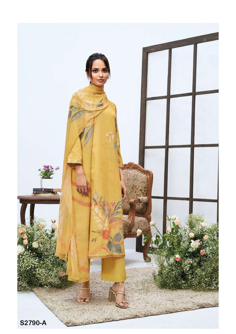 Ganga Fashion Galina 2790 Cotton Silk Satin Printed Hand Work Salwar Suit