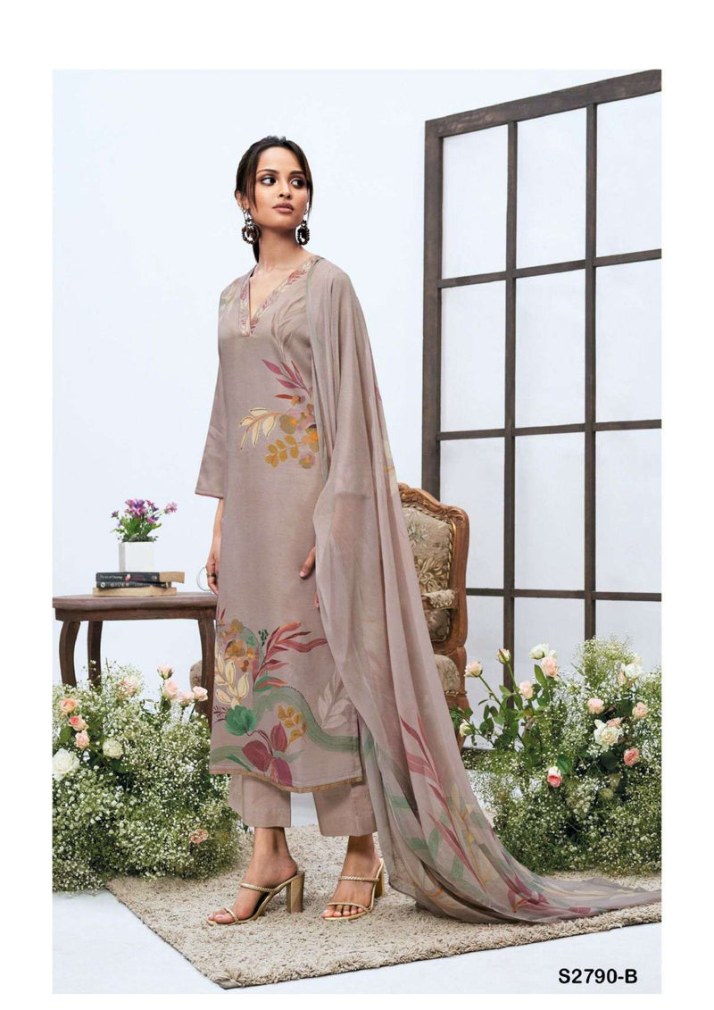 Ganga Fashion Galina 2790 Cotton Silk Satin Printed Hand Work Salwar Suit