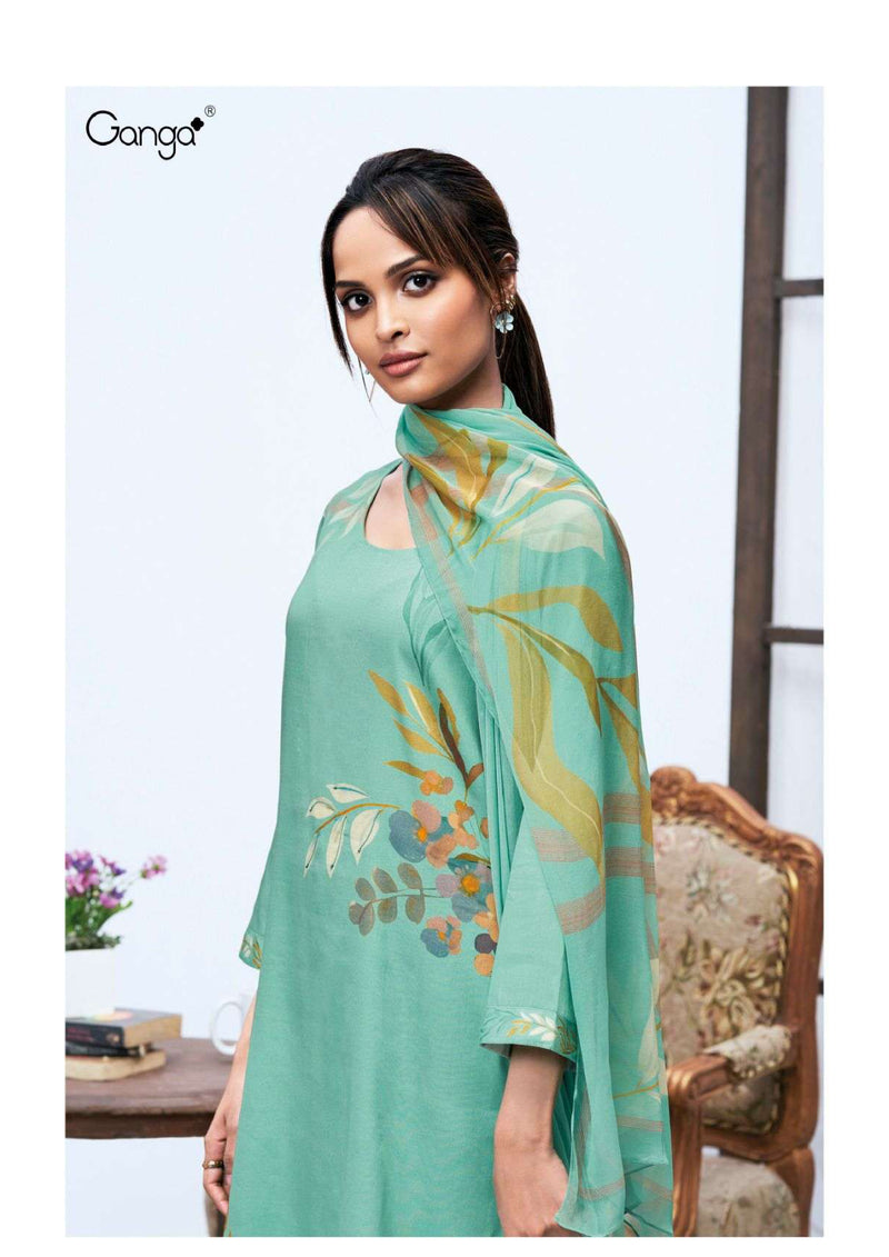 Ganga Fashion Galina 2790 Cotton Silk Satin Printed Hand Work Salwar Suit