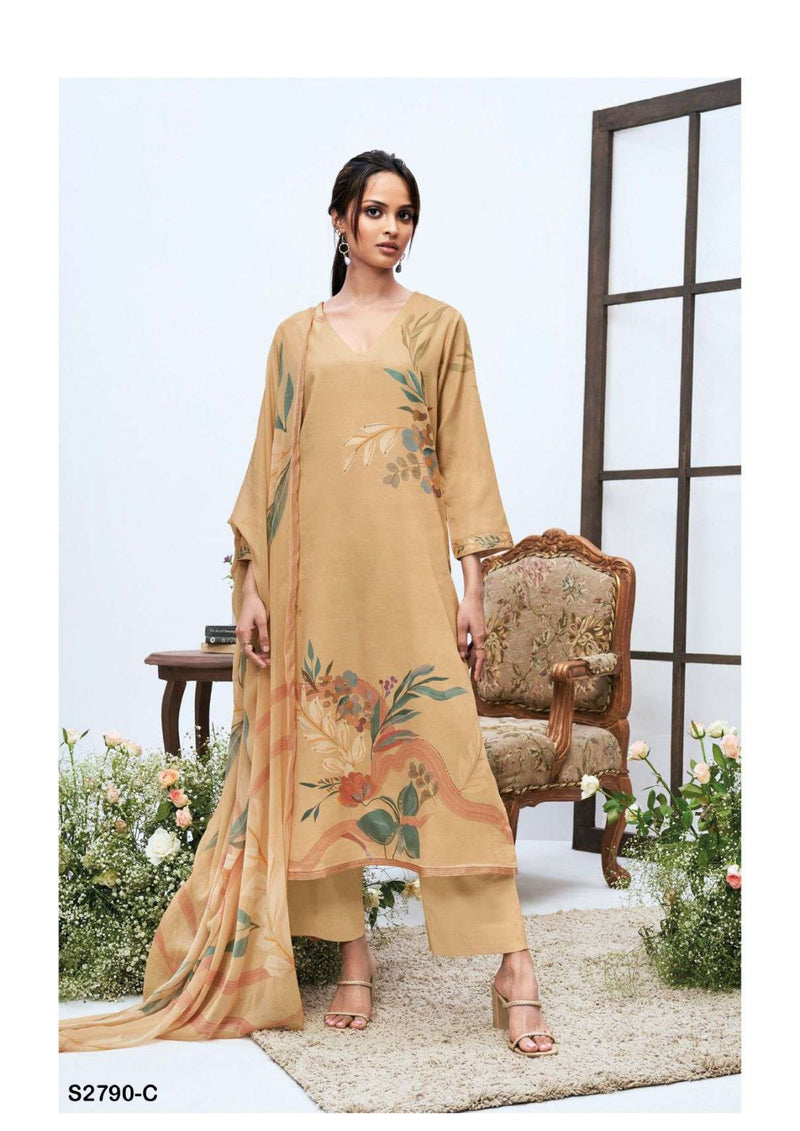 Ganga Fashion Galina 2790 Cotton Silk Satin Printed Hand Work Salwar Suit
