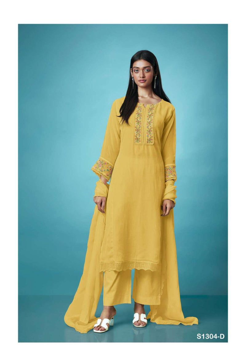 Ganga Fashion Hanna 1304 Organza Heavy Thread Embroidery Party Wear Salwar Suit