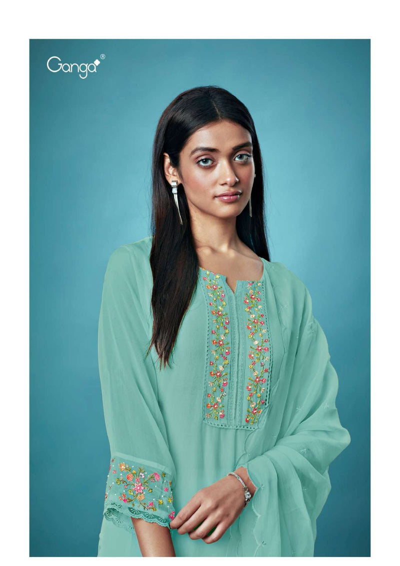 Ganga Fashion Hanna 1304 Organza Heavy Thread Embroidery Party Wear Salwar Suit