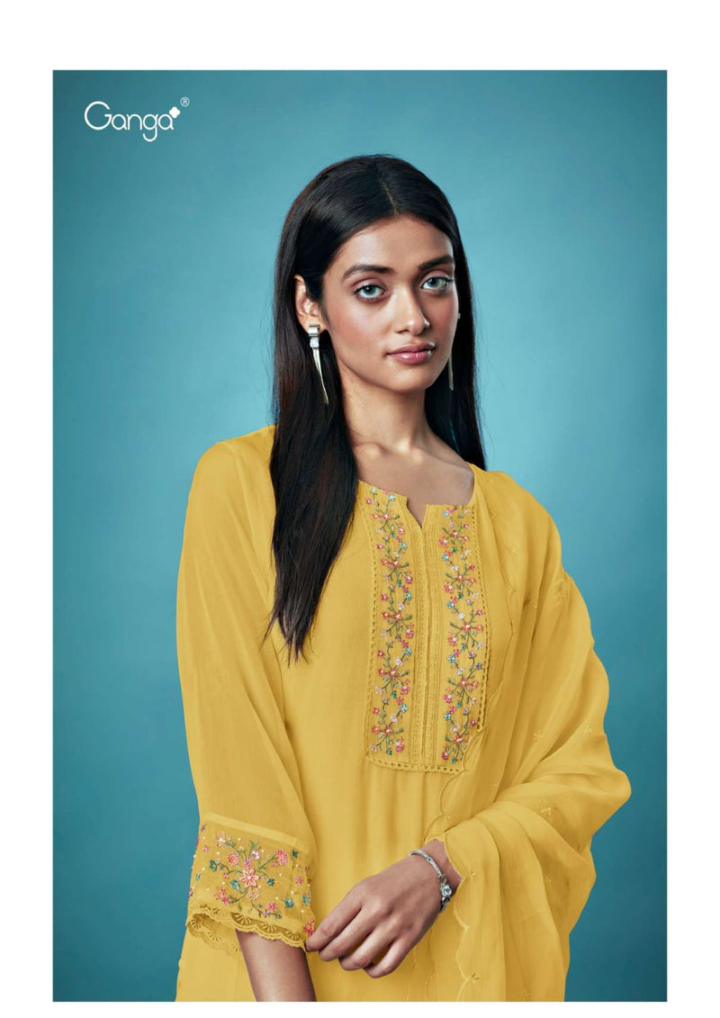 Ganga Fashion Hanna 1304 Organza Heavy Thread Embroidery Party Wear Salwar Suit