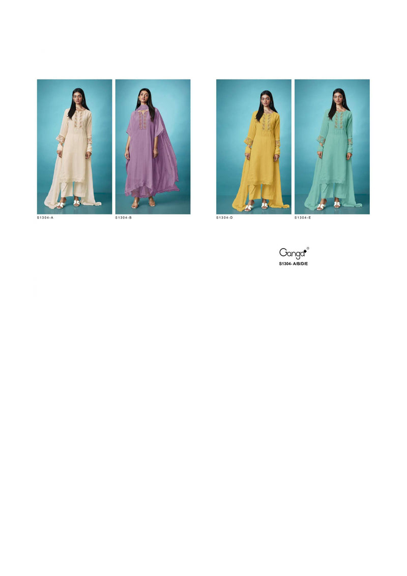 Ganga Fashion Hanna 1304 Organza Heavy Thread Embroidery Party Wear Salwar Suit