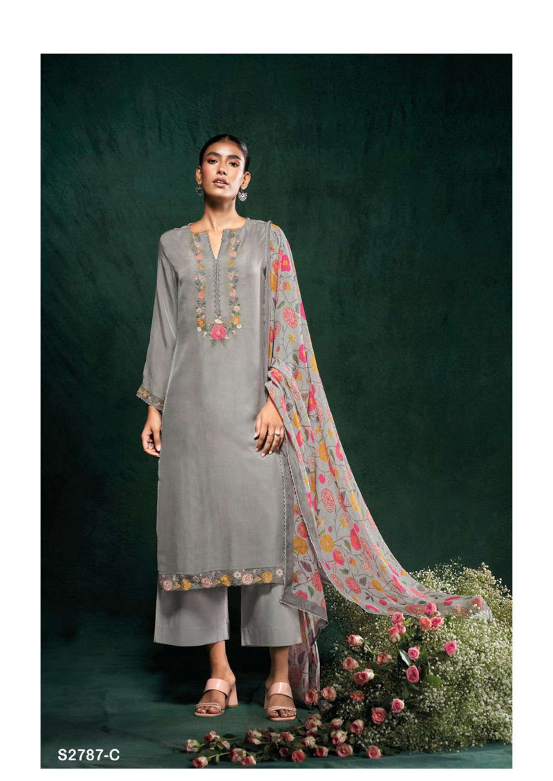 Ganga Fashion Idika 2787 Organza Embroidery Handwork Party Wear Salwar Suit
