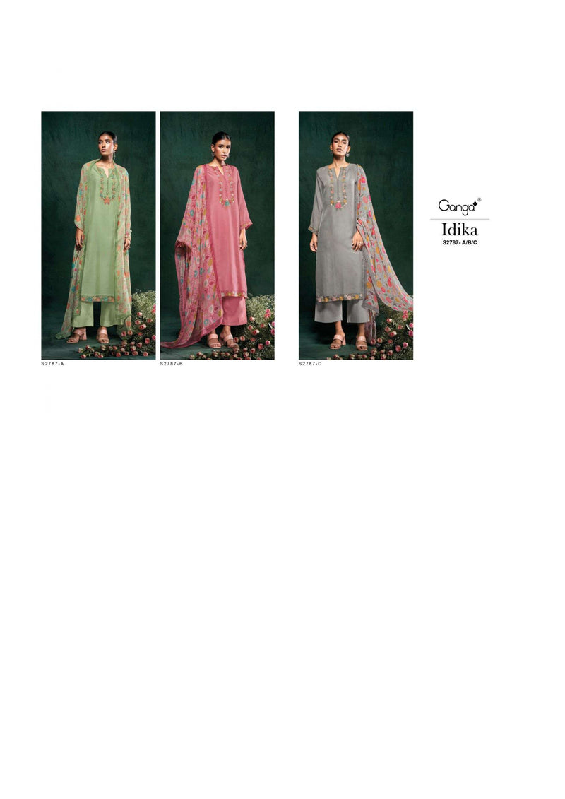 Ganga Fashion Idika 2787 Organza Embroidery Handwork Party Wear Salwar Suit