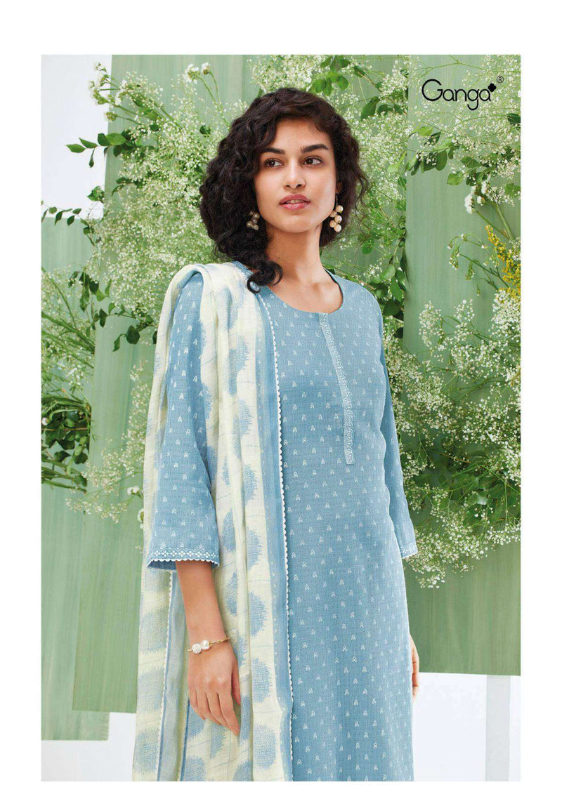 Ganga Fashion Inaaya 2742 Cotton Linen Embroidery Casual Wear Salwar Suit