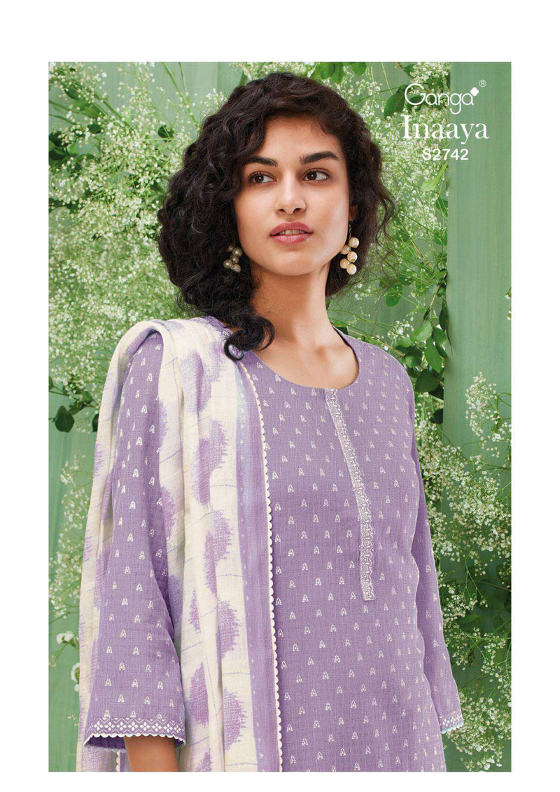 Ganga Fashion Inaaya 2742 Cotton Linen Embroidery Casual Wear Salwar Suit